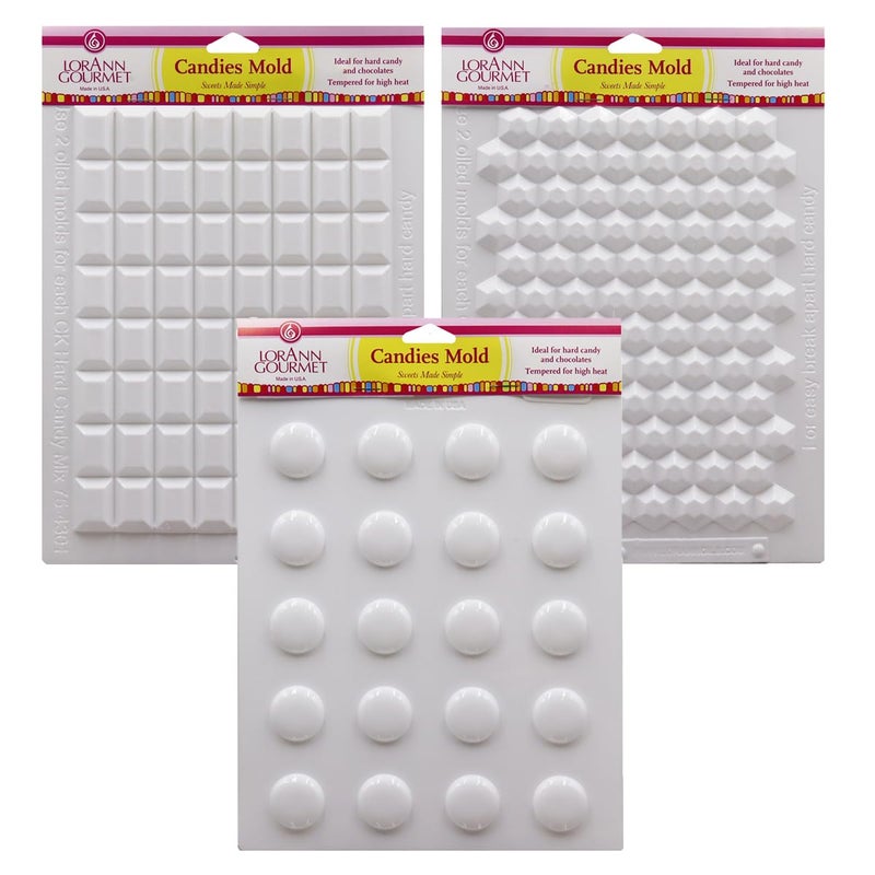 LorAnn Oils LorAnn Hard Candy Making Mold Gems Set - Includes Rectangle, Hexagon and Disc Molds - Image 1